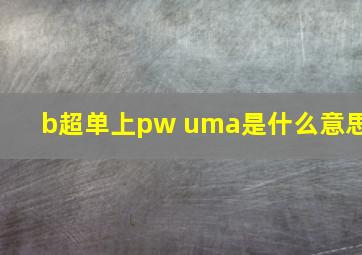 b超单上pw uma是什么意思